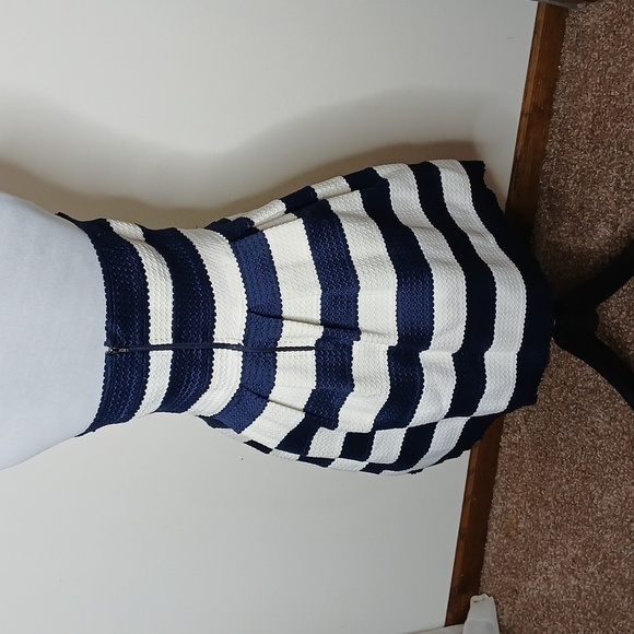 NWT SANS SOUCI blue and white striped fit& flare mini dress size large - Picture 6 of 16